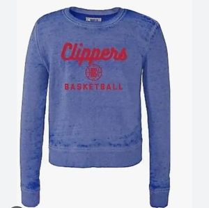 NWT NBA CLIPPERS WOMENS DISTRESSED CLASSIC BLUE/GRAY MEDIUM SWEATSHIRT